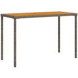  Vrtna miza z leseno akacijevo ploščo siva 115x54x74 cm PE ratan | Shoptok.si