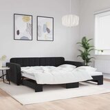 vidaXL Izvlečna dnevna postelja črna 100x200 cm žamet | Shoptok.si
