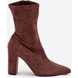 Boto Women's Block Heel Ankle Boots with Stitching Brown Rosivelle | Shoptok.si