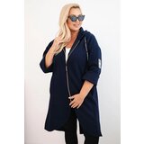 Kesi Włoski Elegant Plus Size women's coat with a collar and large pockets fango Cene