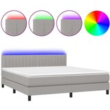  Box spring postelja z vzmetnico LED sv. siva 180x200 cm blago, (20789729) | Shoptok.si