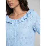 Sinsay Čipkasta bluza s kratkim rukavima i dekorativnim volanima | shoptok.hr