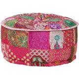 vidaXL Tabure s patchworkom okrugli pamučni 40 x 20 cm ružičasti | shoptok.hr