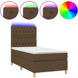  Box spring postelja z vzmetnico LED temno rjava 80x200 cm blago, (20937100) | Shoptok.si
