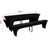 3 Rastezljive Navlake za Pivski Stol i Klupe Crne 220 x 50 x 80 cm | shoptok.hr