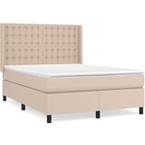vidaXL Box spring postelja z vzmetnico kapučino 140x190cm um | Shoptok.si