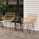 The Living Store Vrtni stol 2 kosa z naslonom za roke 56x64x80 cm PE ratan - Vrtni Stol, (21463497) Cene