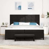 vidaXL Krevet s kutijom opruge s madracem i klupom crne boje 200x200 cm tkanina | shoptok.hr