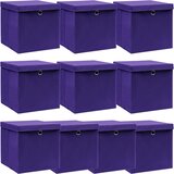  Kutije za pohranu s poklopcima 10 kom ljubičaste 32x32x32 cm | Eponuda.com