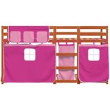 Krevet na kat sa zavjesama ružičasti 80 x 200 cm od borovine | Eponuda.com