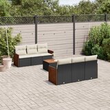 Maison Chic Seti vrtnega pohištva - Vrtna garnitura - Vrtni pohištvo set 7-delna z blazinami črn poli ratan, (21803124) | Shoptok.si