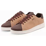 Ombre Men's shoes sneakers with combined materials - brown