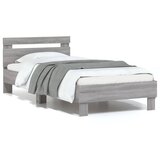 vidaXL Posteljni okvir z vzglavjem siva sonoma 90x200 cm inž. les Cene
