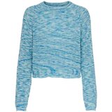 Only Puloverji Knit Nina Short L/S - Mist Green Modra Cene