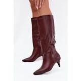 Boto Women's Boots on Low Heel Lined with Eco Leather Bordeaux Marcellia | Shoptok.si