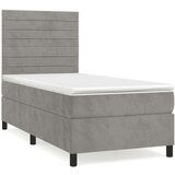Box spring krevet s madracem svjetlosivi 90x190 cm baršunasti | shoptok.hr
