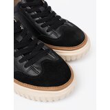 Sergio Leone Black leather sneakers on a beige platform by | ePonuda.com