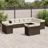  12-dijelni set vrtnih sofa od poliratana s jastucima smeđi | shoptok.hr