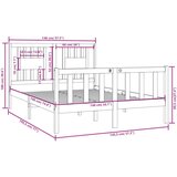  Posteljni okvir bel iz trdnega lesa 140x190 cm, (20647834) | Shoptok.si