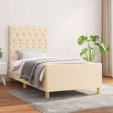  Posteljni okvir z vzglavjem krem 80x200 cm blago, (20907079) Cene