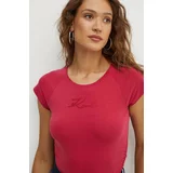 Karl Lagerfeld Kratka majica ženska, rdeča barva, 245W1700