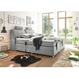 MID.YOU POSTELJA BOXSPRING 180 cm x 200 cm , tekstil, leseni material svetlo siva | Shoptok.si