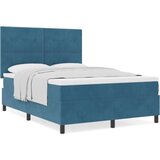 Box Spring Krevet s Madracem Tamnoplave Boje 140x190 cm Baršun | shoptok.hr
