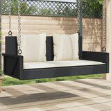  The Living Store Gugalna klop z blazinami črna 119x56x48 cm poli ratan - Gugalna Klop, (21495190) Cene