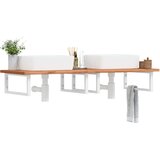  The Living Store Stenska polica za umivalnik jeklo in trdna bukovina - Polica Za Umivalnik, (21486415) | Shoptok.si