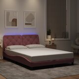  Okvir kreveta s LED-om bez madraca ružičasti 140 x 200 cm baršunasti | shoptok.hr