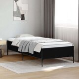vidaXL Posteljni okvir črn 100x200 cm inženirski les in kovina, (21128497) | Shoptok.si