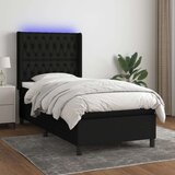  Box spring postelja z vzmetnico LED črna 80x200 cm blago, (20790584) Cene