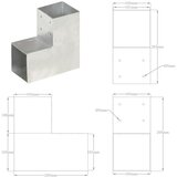  Spojnici za stupove u L-obliku 4 kom pocinčani metal 101x101 mm | shoptok.hr