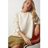  Women's Cream Crew Neck Oversized Knitwear Sweater | Shoptok.si