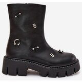 Boto Warm Women's Ankle Boots with Zipper and Decorations Black Thavira | Shoptok.si