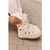Boto Ladies Platform Snow Boots With Lacing Light Beige Riaviana | shoptok.hr