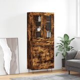 vidaXL Visoka komoda dimljen hrast 69,5x34x180 cm inženirski les | Shoptok.si