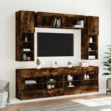  6-dijelni set zidnih TV ormarića LED boja dimljenog hrasta | shoptok.hr