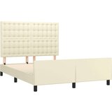  Okvir za krevet s uzglavljem krem 140x200 cm od umjetne kože - Krema 140 x 200 cm gumbi | shoptok.hr