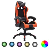  Igraća stolica s RGB LED svjetlima narančasto-crna umjetna koža
