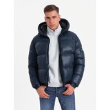 Ombre Warm men's puffer jacket with welts - navy blue | Eponuda.ba