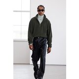 Trendyol Limited Edition Khaki Oversize/Wide Cut Stand Collar Zippered Sweatshirt | ePonuda.com