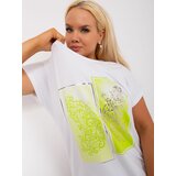 Fashion Hunters Ecru-lime sweatshirt plus sizes with print Cene