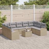 vidaXL Vrtna sedežna garnitura 10 pcs Bež in svetlo siva poli ratan, (5000153451) | Shoptok.si
