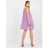 Fashion Hunters Light purple one size pleated dress with a round neckline