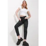 Trend Alaçatı Stili Women's Black High Waist Pocket Mom Jeans