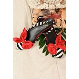 Fox Shoes Women's Black and White Fabric Flat Flats | shoptok.hr