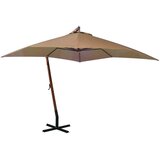 vidaXL Viseč senčnik z drogom taupe 3x3 m trden les jelke, (20610879) | Shoptok.si