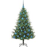 vidaXL Umjetna predsvetljena božićna jelka s kompletom kroglica Zelena | Shoptok.si