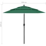  Suncobran s 3 razine i aluminijskom šipkom zeleni 2 5 m | shoptok.hr